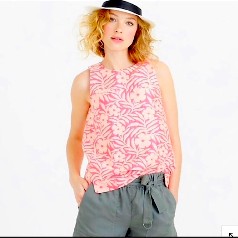 J. Crew plumeria Jacquard floral tank